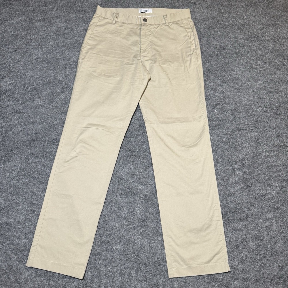 Spoke Sharps Build B Pant Khaki Men 30x30 Tan Straight Flat Front Pocket Stretch